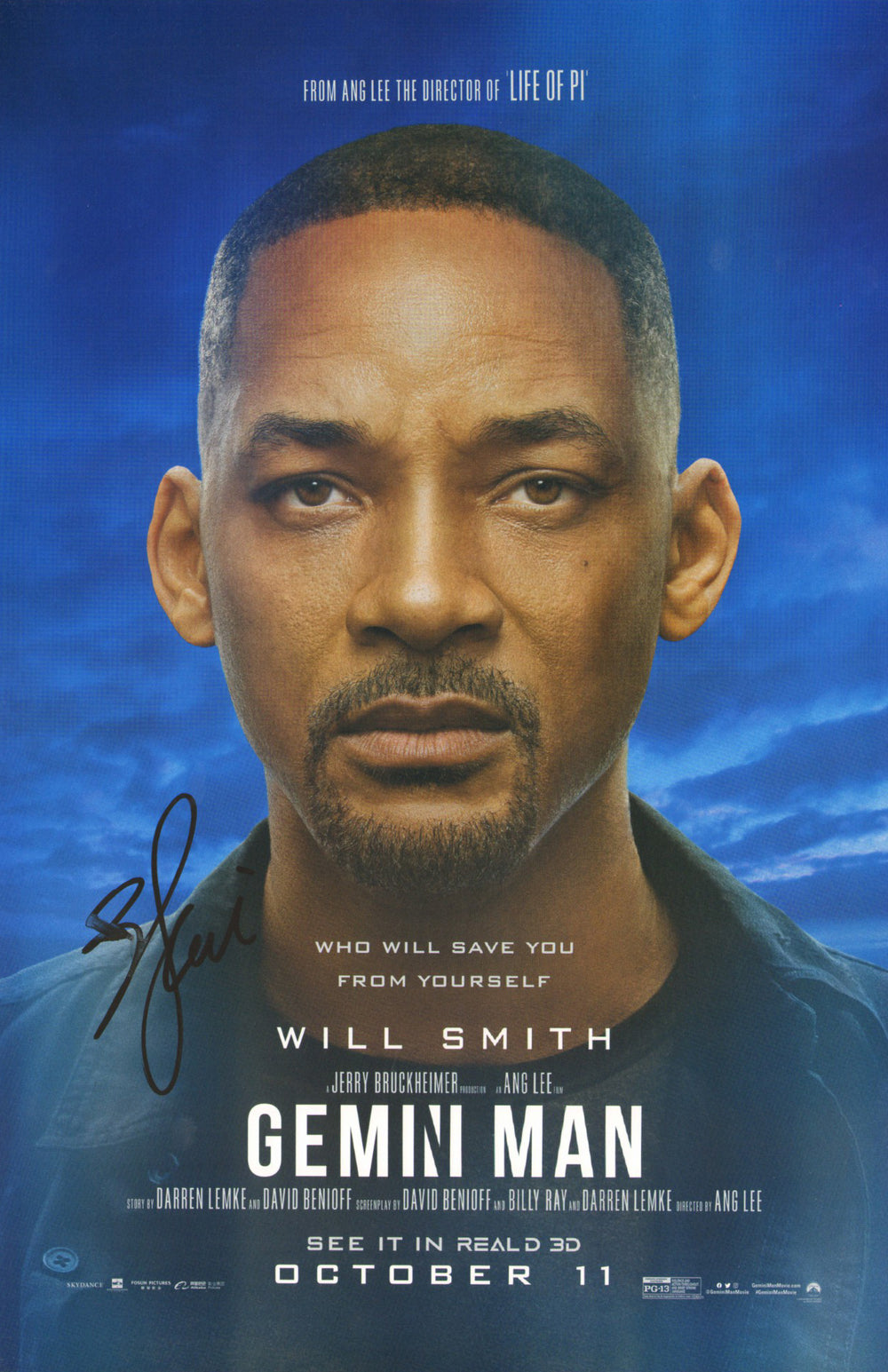 Will Smith as Henry Brogan in Gemini Man Signed 10.5x16.5 Mini Poster