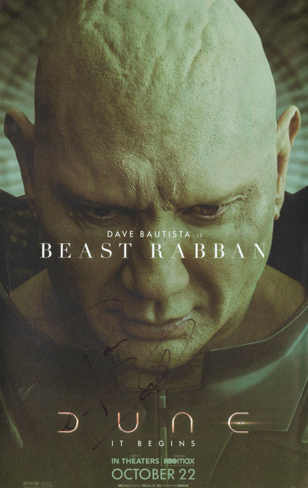 Dave Bautista as Beast Rabban in Dune Signed 11x17 Mini Poster