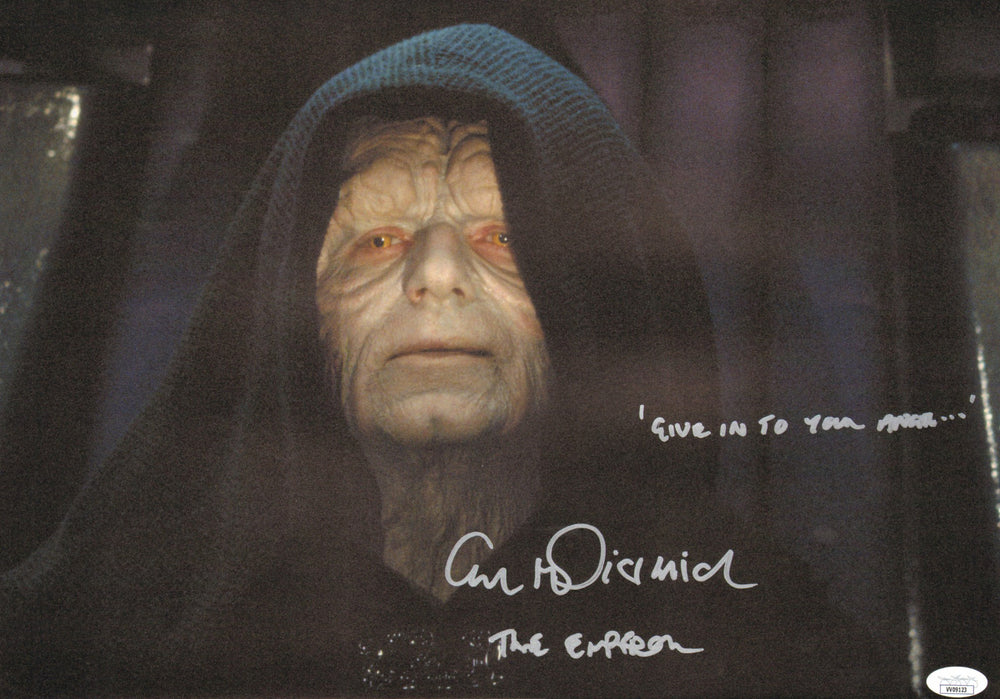 Ian McDiarmid as Emperor Palpatine in Star Wars: Return of the Jedi (JSA) Signed 11x16 Photo with Character Name & Quote