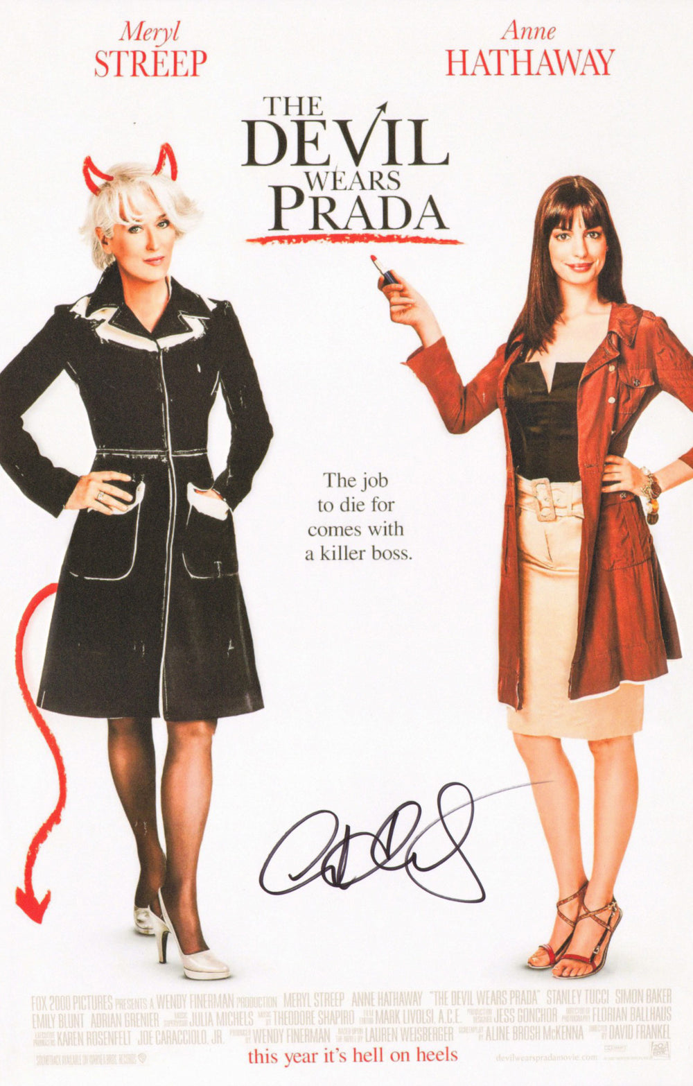 Anne Hathaway as Andrea Sachs in The Devil Wears Prada Signed 11x17 Mini Poster