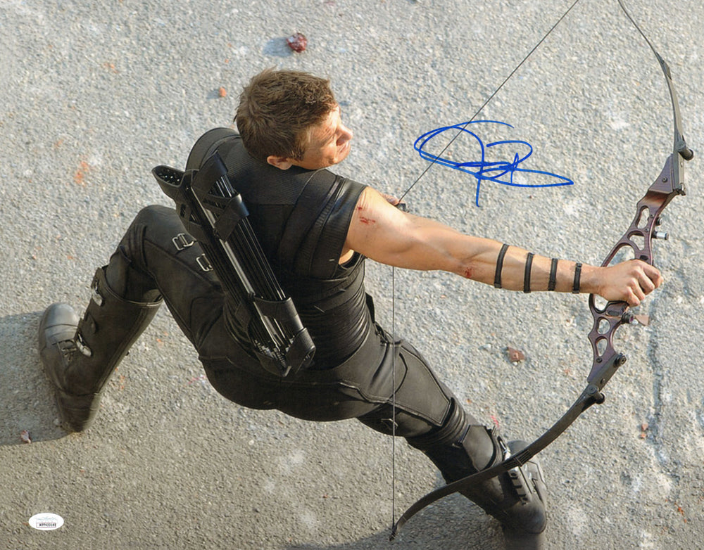 Jeremy Renner as Hawkeye in the Avengers (JSA) Signed 16x20 Photo