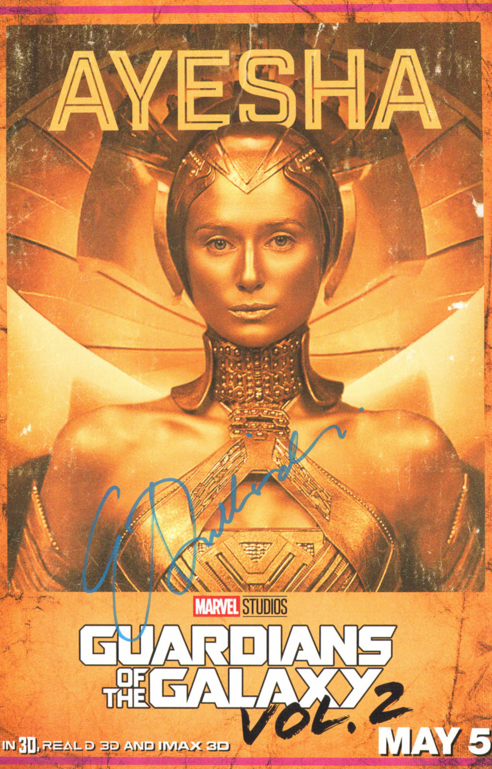 Elizabeth Debicki as Ayesha in Guardians of the Galaxy Vol. 2 Signed 11x17 Mini Poster