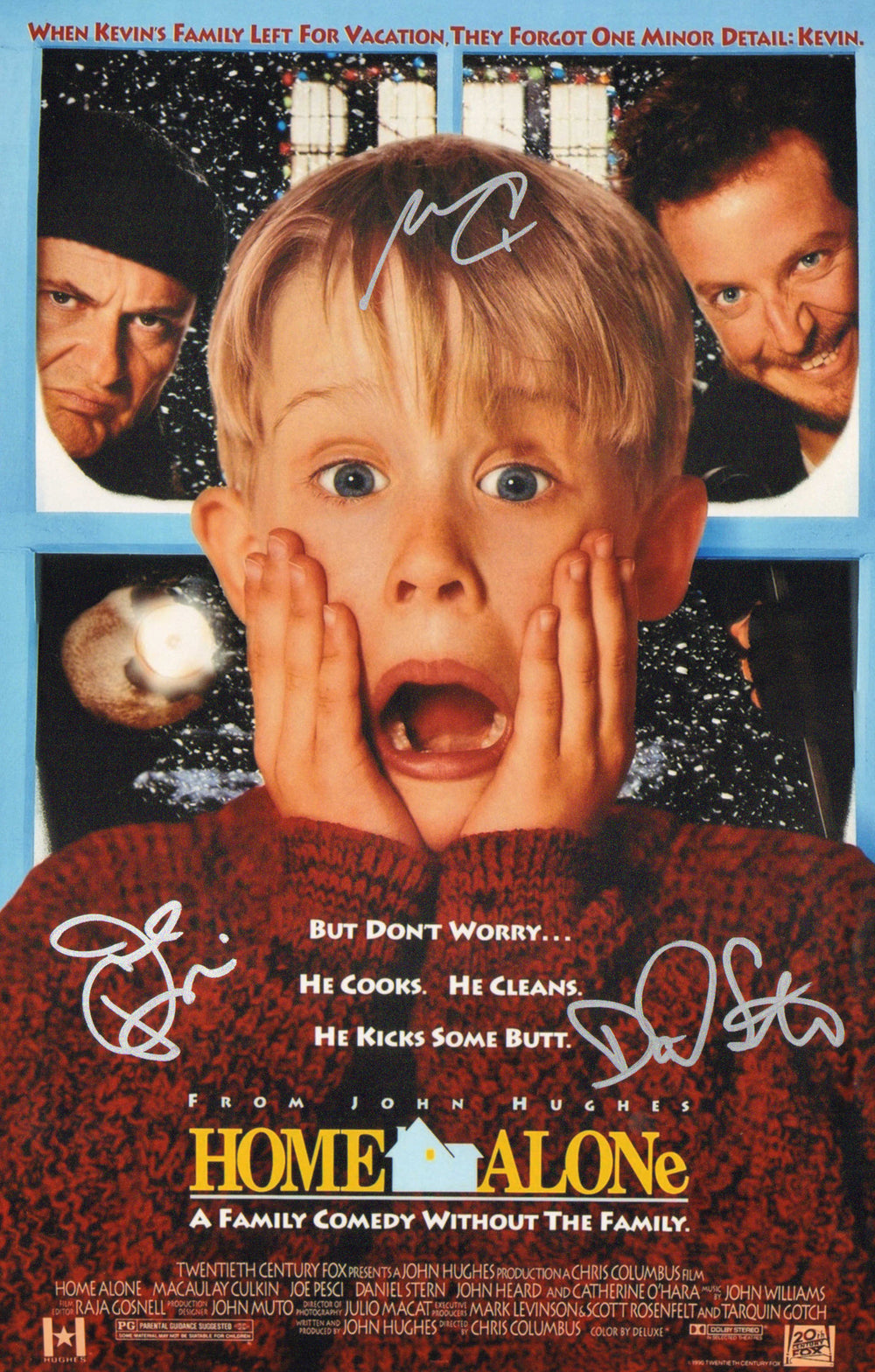 Home Alone (Beckett) 11x17 Mini Poster Cast Signed by Macaulay Culkin, Joe Pesci, & Daniel Stern