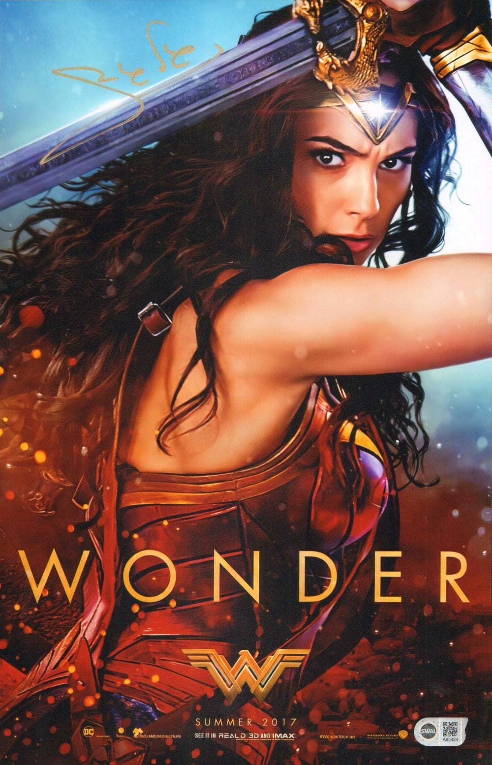 Gal Gadot as Wonder Woman in Wonder Woman (SWAU) Signed 11x17 Photo