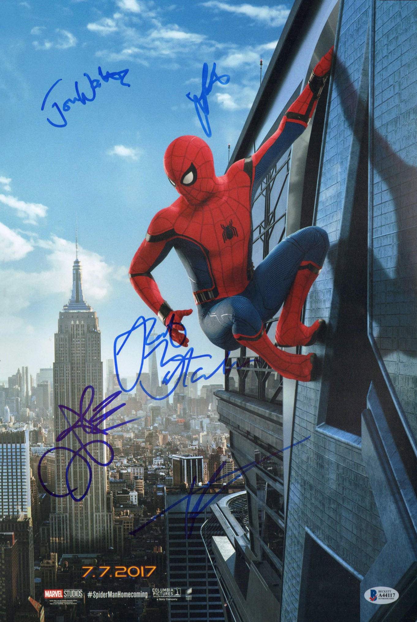 
                  
                    Spider-Man: Homecoming 12x18 Mini Poster (Beckett) Cast Signed by Tom Holland, Zendaya, Jacob Batalon, Laura Harrier, & Director: Jon Watts
                  
                