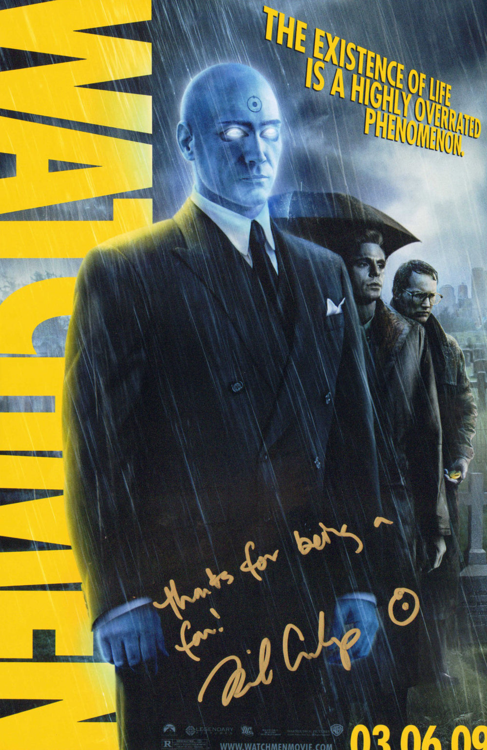 Billy Crudup as Doctor Manhattan in Watchmen Signed 11x17 Mini Poster
