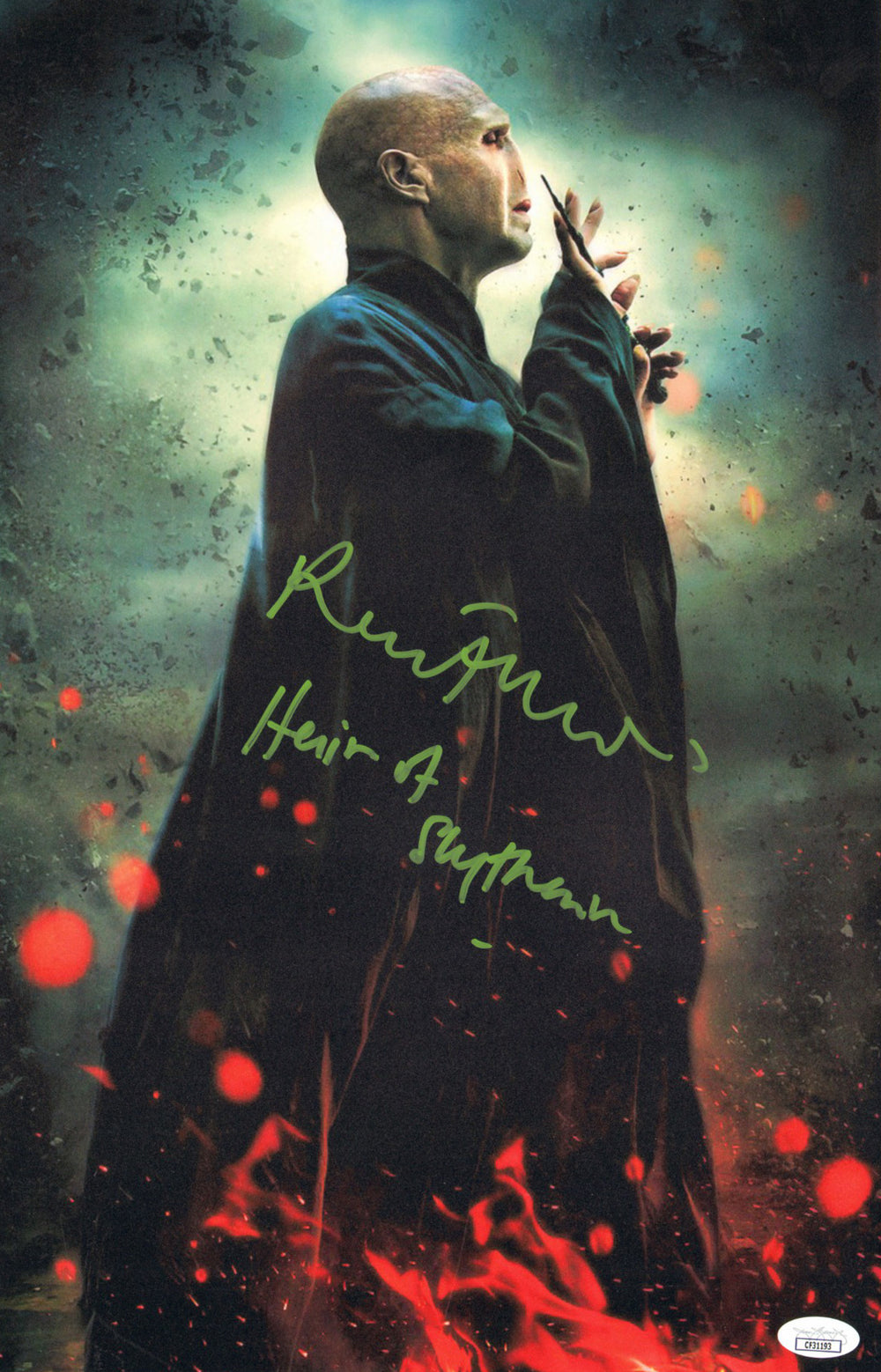 Ralph Fiennes as Lord Voldemort in Harry Potter & The Deathly Hallows Part 2 (JSA) Signed 11x17 Photo with Character Name