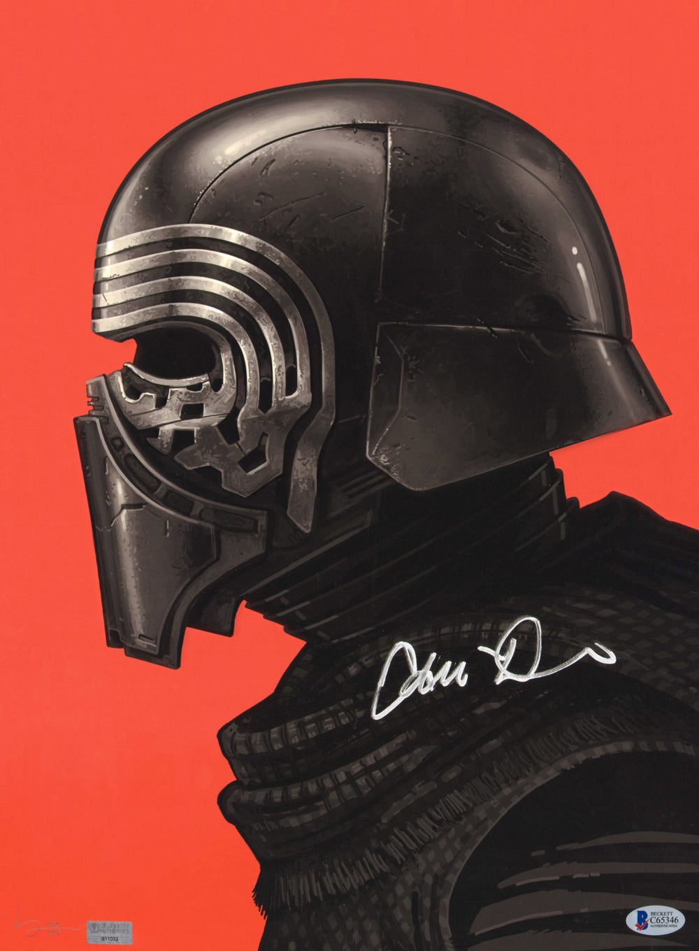 Adam Driver as Kylo Ren in Star Wars: The Force Awakens (Beckett / Celebrity Authentics) Signed 12x16 Art Print #240/1665