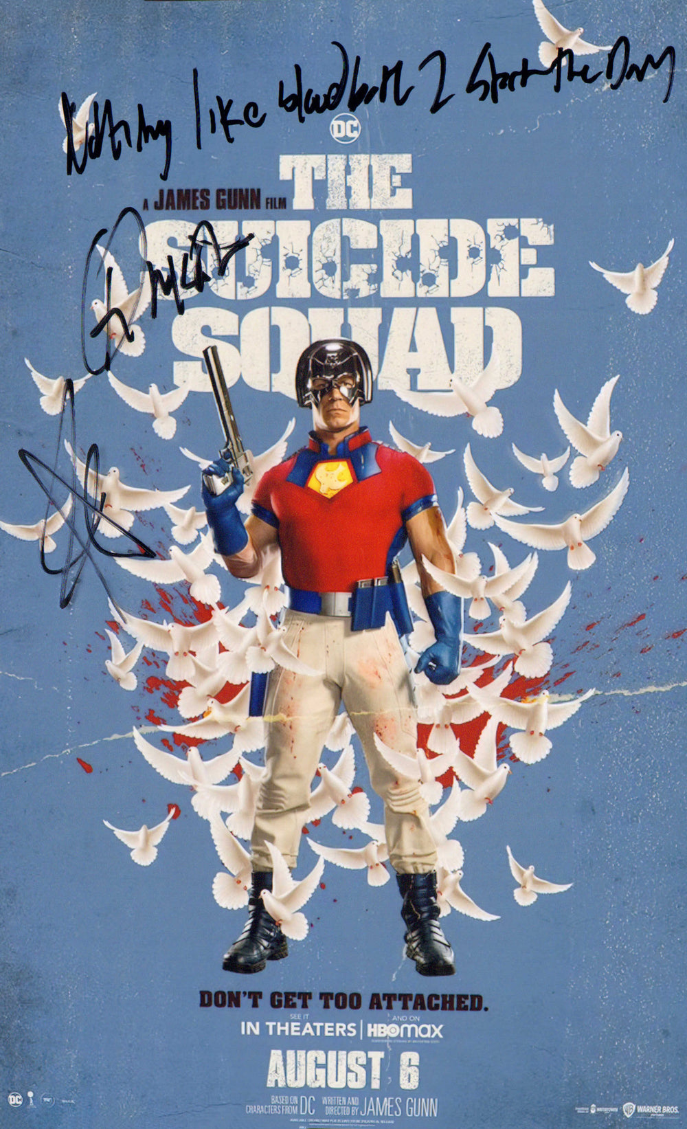 John Cena as Peacemaker in The Suicide Squad (SWAU) Signed 11x17 Mini Poster with Character Name and Quote