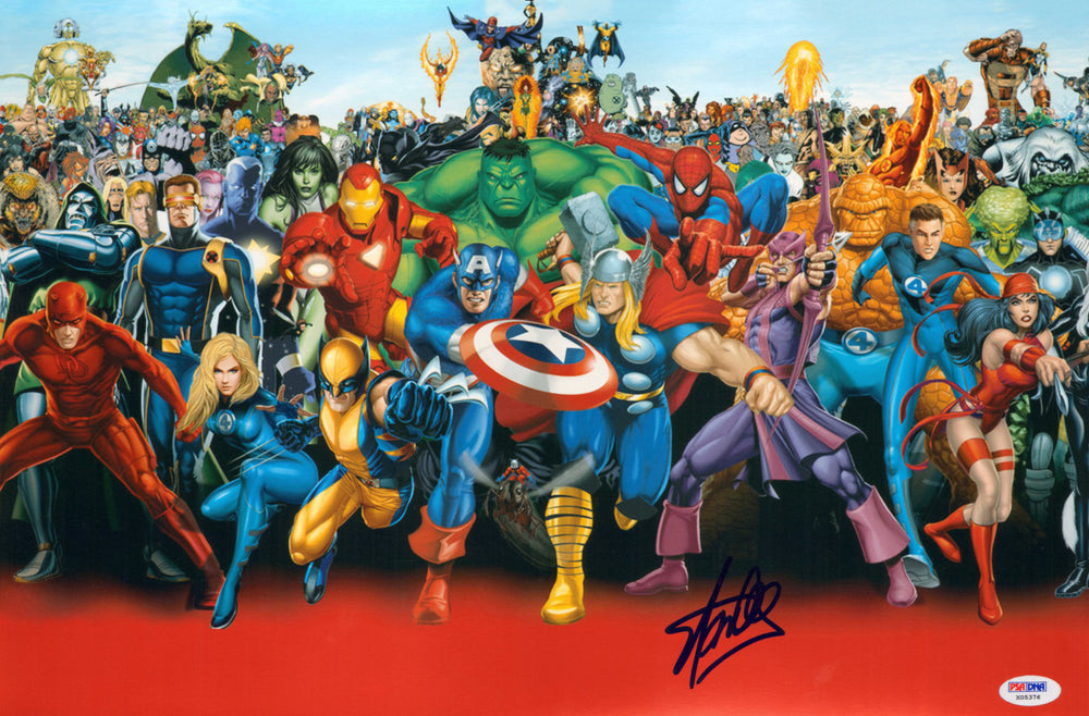 Stan Lee Creator of Marvel: Avengers (PSA) Signed 12x18 Metallic Art Print