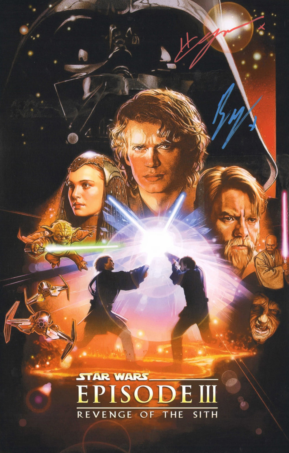 Ewan McGregor as Obi-Wan Kenobi & Hayden Christensen as Anakin Skywalker in Star Wars Episode III: Revenge of the Sith (Official Pix) Signed 11x17 Mini Poster