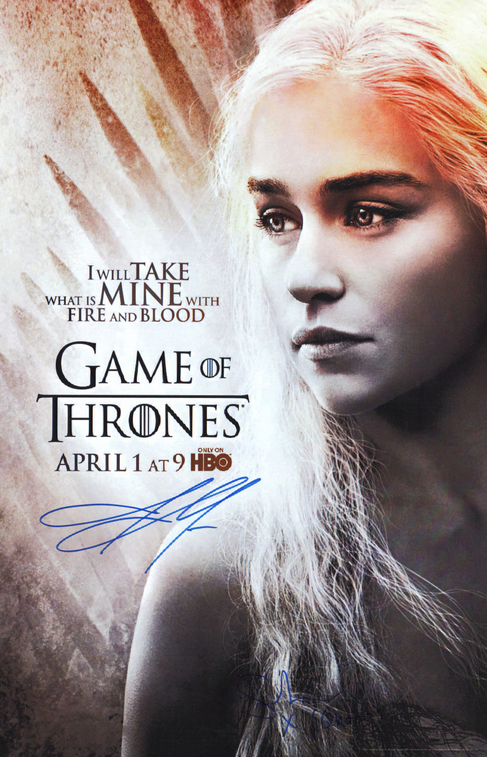 Jason Momoa as Khal Drago and Staz Nair as Qhono in Game of Thrones Signed 11x17 Mini Poster