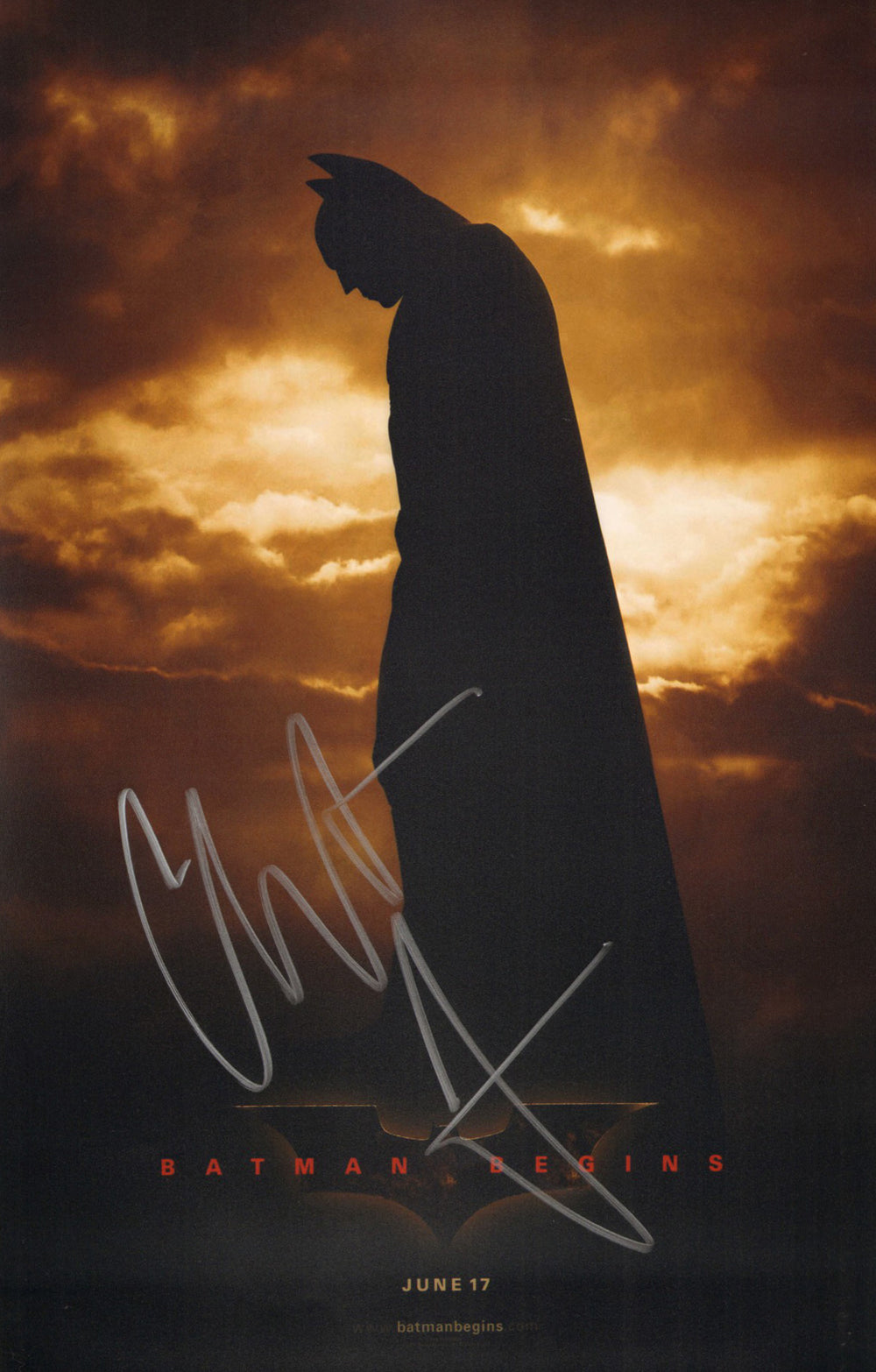 Christian Bale as Batman in Batman Begins Signed 11x17 Mini Poster
