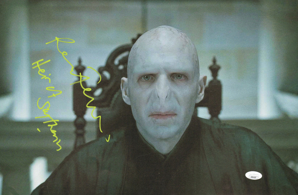 Ralph Fiennes as Lord Voldemort in Harry Potter & The Deathly Hallows Part 1 (JSA) Signed 12x18 Photo with Character Name