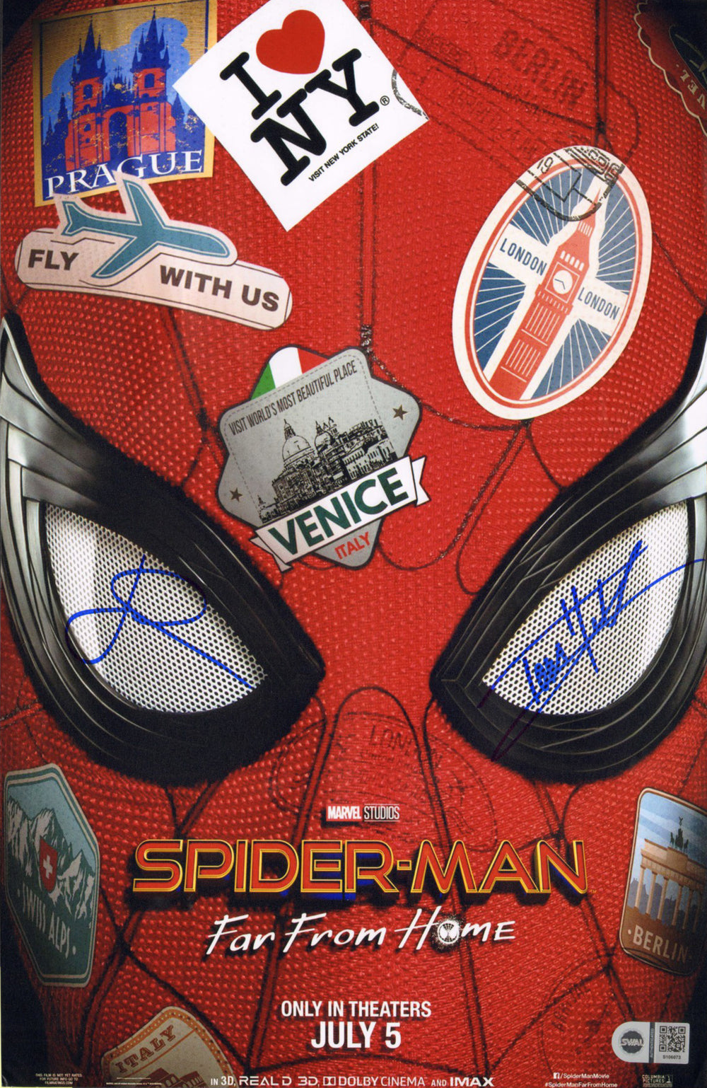 Tom Holand as Spider-Man & Jake Gyllenhaal as Mysterio in Spider-Man: Far From Home (SWAU) Signed 11x17 Mini Poster