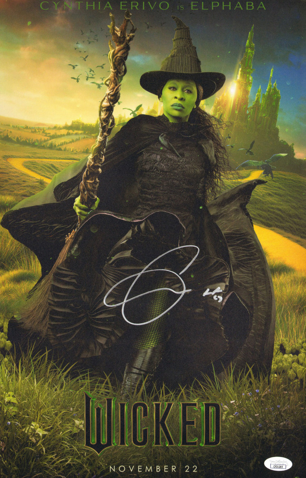 Cynthia Erivo as Elphaba in Wicked (JSA) Signed 11x17 Mini Poster