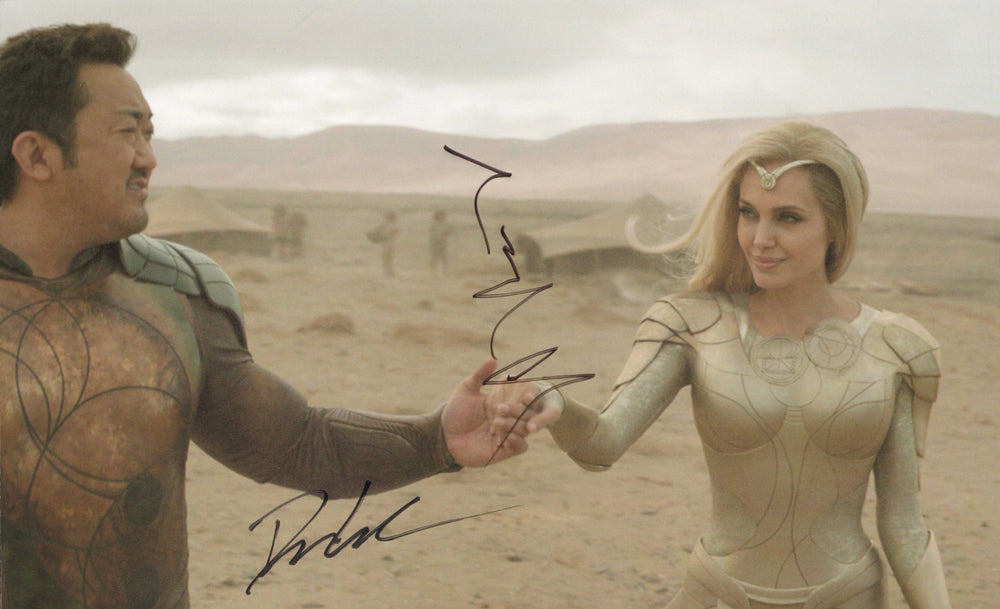 Angelina Jolie as Thena & Don Lee as Gilgamesh in The Eternals Signed 11x17 Photo