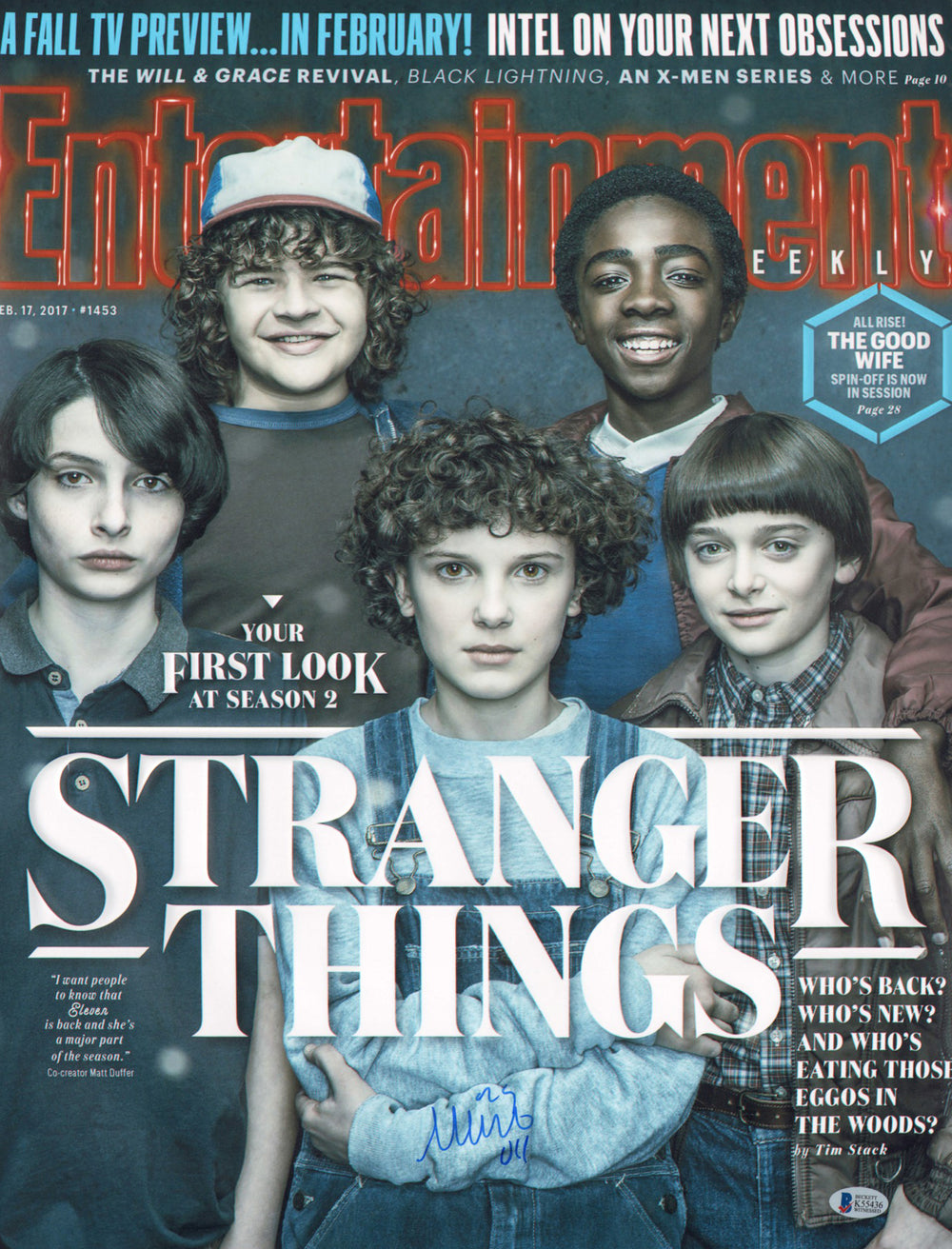 Millie Bobby Brown as Eleven in Stranger Things (Beckett) Signed 16x20 Mini Poster