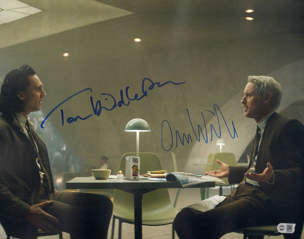 Tom Hiddleston as Loki & Owen Wilson as Mobius M. Mobius in Loki (SWAU) Signed 16x20 Photo