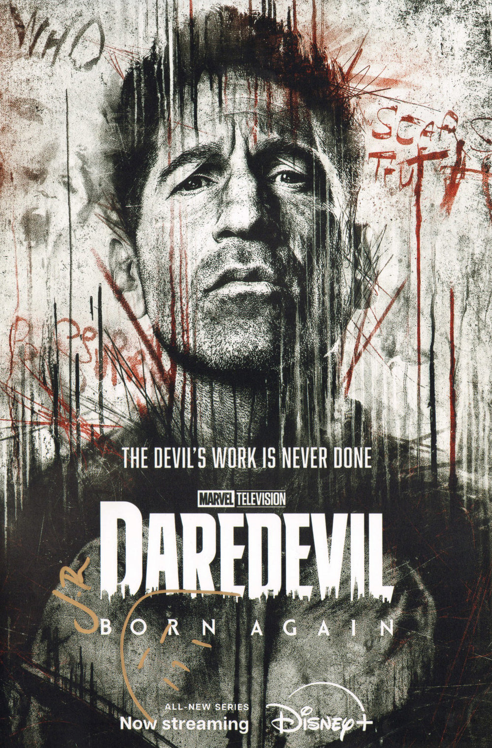 Jon Bernthal as The Punisher in Daredevil: Born Again Signed 12x18 Mini Poster with Sketch