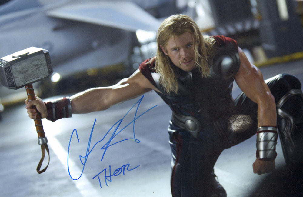 Chris Hemsworth as Thor in Avengers (SWAU) Signed 12x18 Photo with Character Name