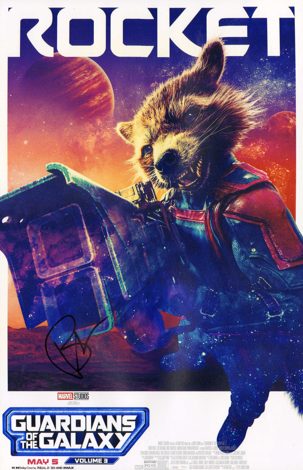 Bradley Cooper as Rocket in Guardians of the Galaxy Vol. 3 Signed 11x17 Mini Poster