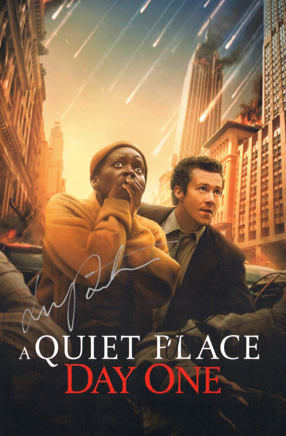 Lupita Nyong'o as Samira & Joseph Quinn as Eric in A Quiet Place: Day One Signed 12x18 Mini Poster