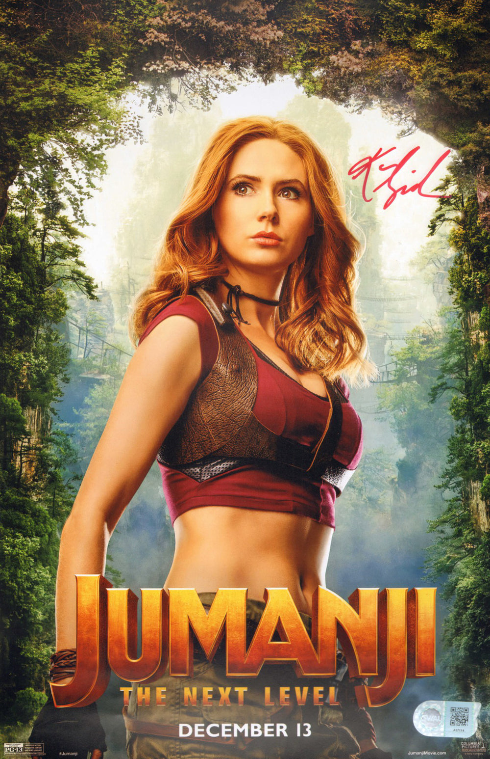 Karen Gillan as Ruby Roundhouse in Jumanji: The Next Level (SWAU) Signed 11x17 Mini Poster