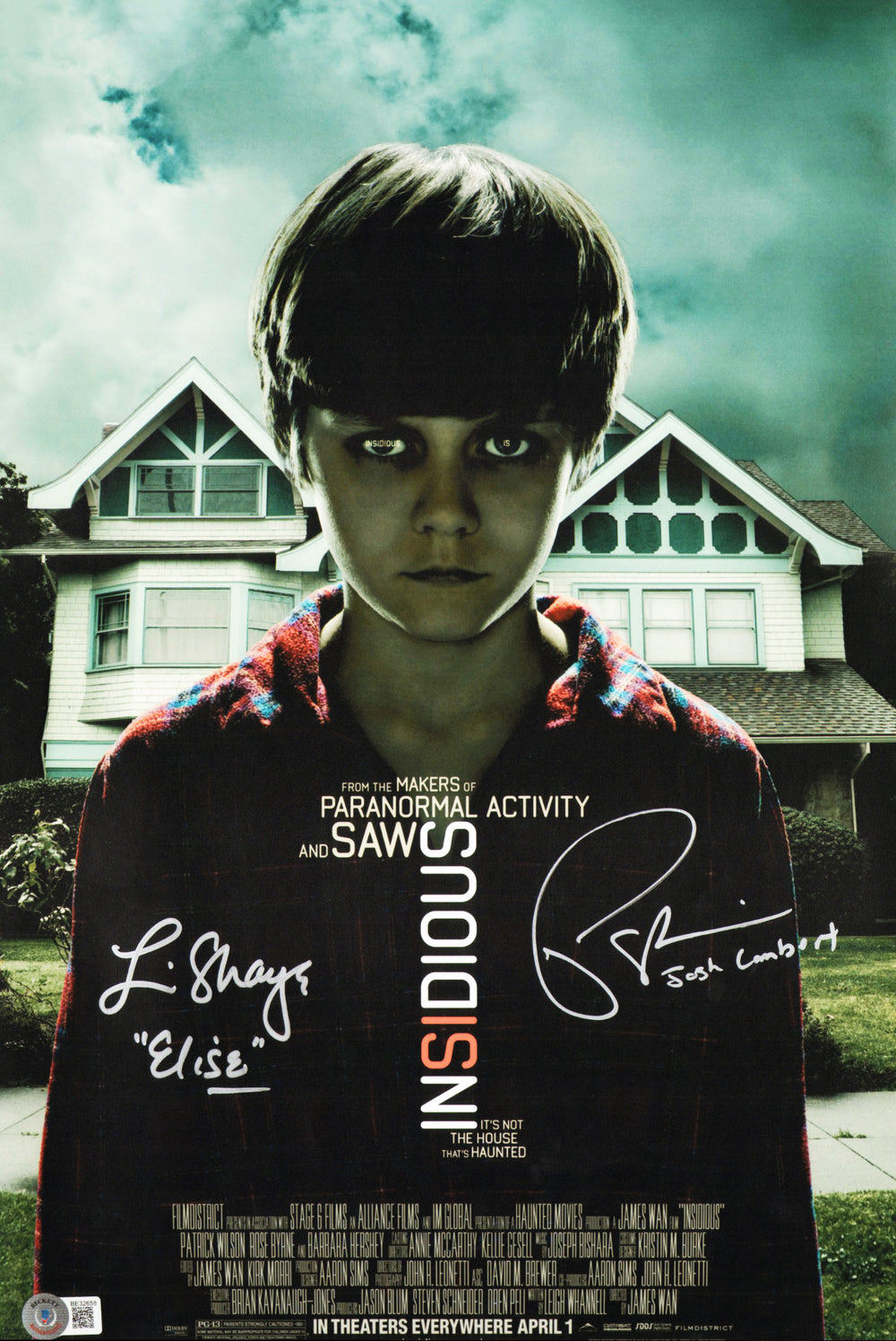 Patrick Wilson as Josh Lambert & Lin Shaye as Elise Rainier in Insidious (Beckett) Signed 11x17 Mini Poster with Character Names