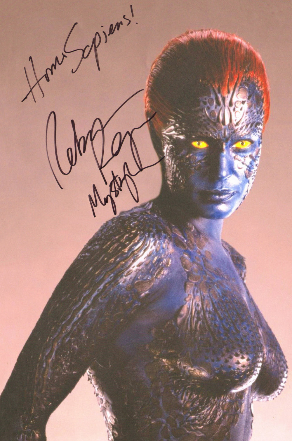 Rebecca Romijn as Mystique in X-Men Signed 12x18 Photo with Character Name & Quote