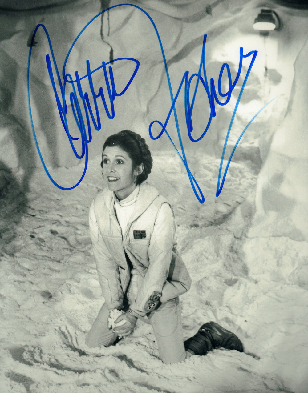 Carrie Fisher as Princess Leia in Star Wars: The Empire Strikes Back Signed Behind the Scenes Rare 11x14 Photo