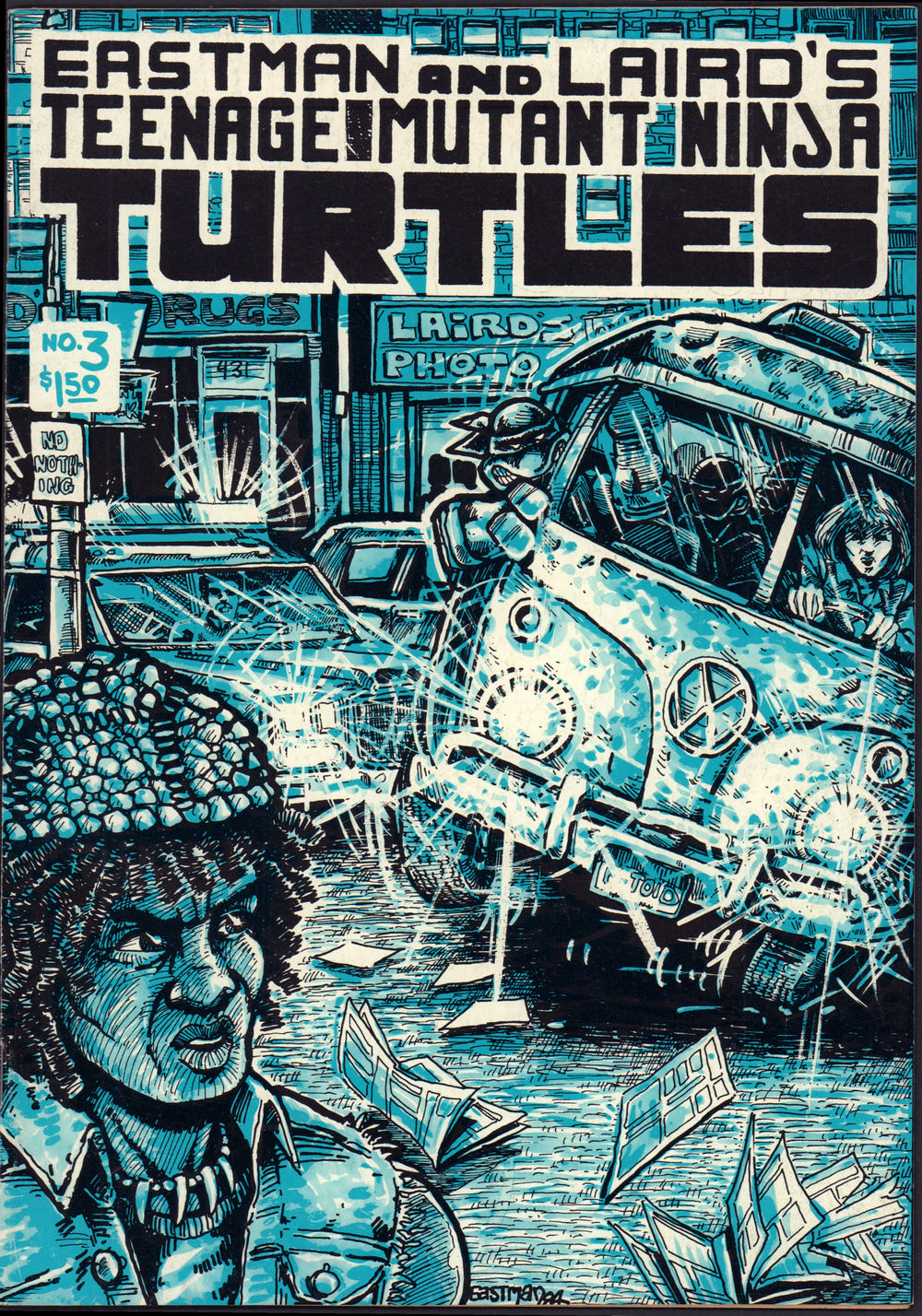 Teenage Mutant Ninja Turtles #3 Comic Book Signed by Creators Kevin Eastman & Peter Laird - 1985
