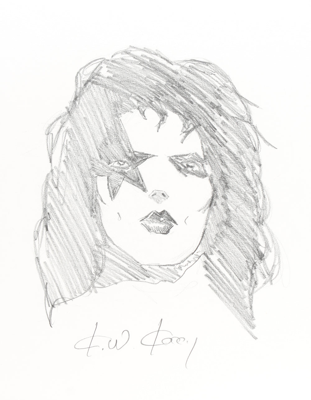 Paul Stanley from Kiss 11x14 Original Pencil Artwork by Destroyer Album Cover Artist: Ken Kelly