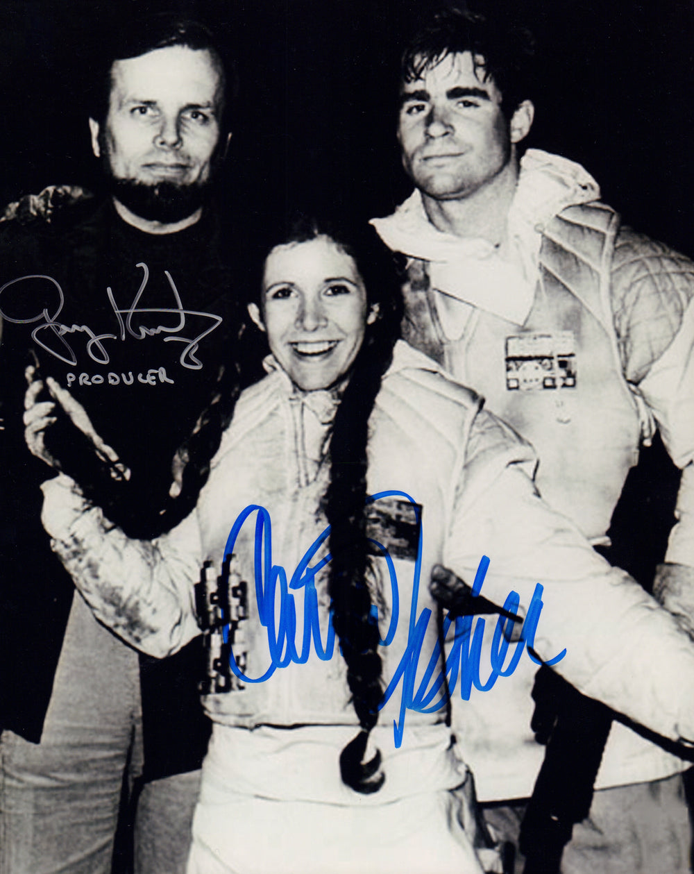 Carrie Fisher as Princess Leia & Gary Kurtz Producer of Star Wars: The Empire Strikes Back Signed 8x10 Photo