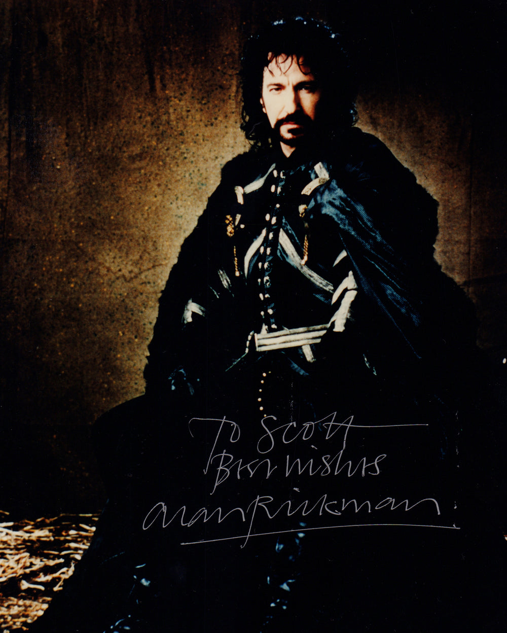 Alan Rickman as the Sheriff of Nottingham in Robin Hood: Prince of Thieves and from Die Hard & Harry Potter Signed 8x10 Photo