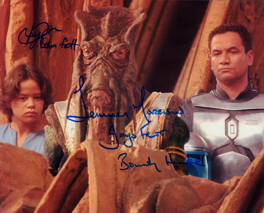 Temuera Morrison as Jango Fett & Daniel Logan as Boba Fett Star Wars Episode II: Attack of the Clones Signed 8x10 Photo