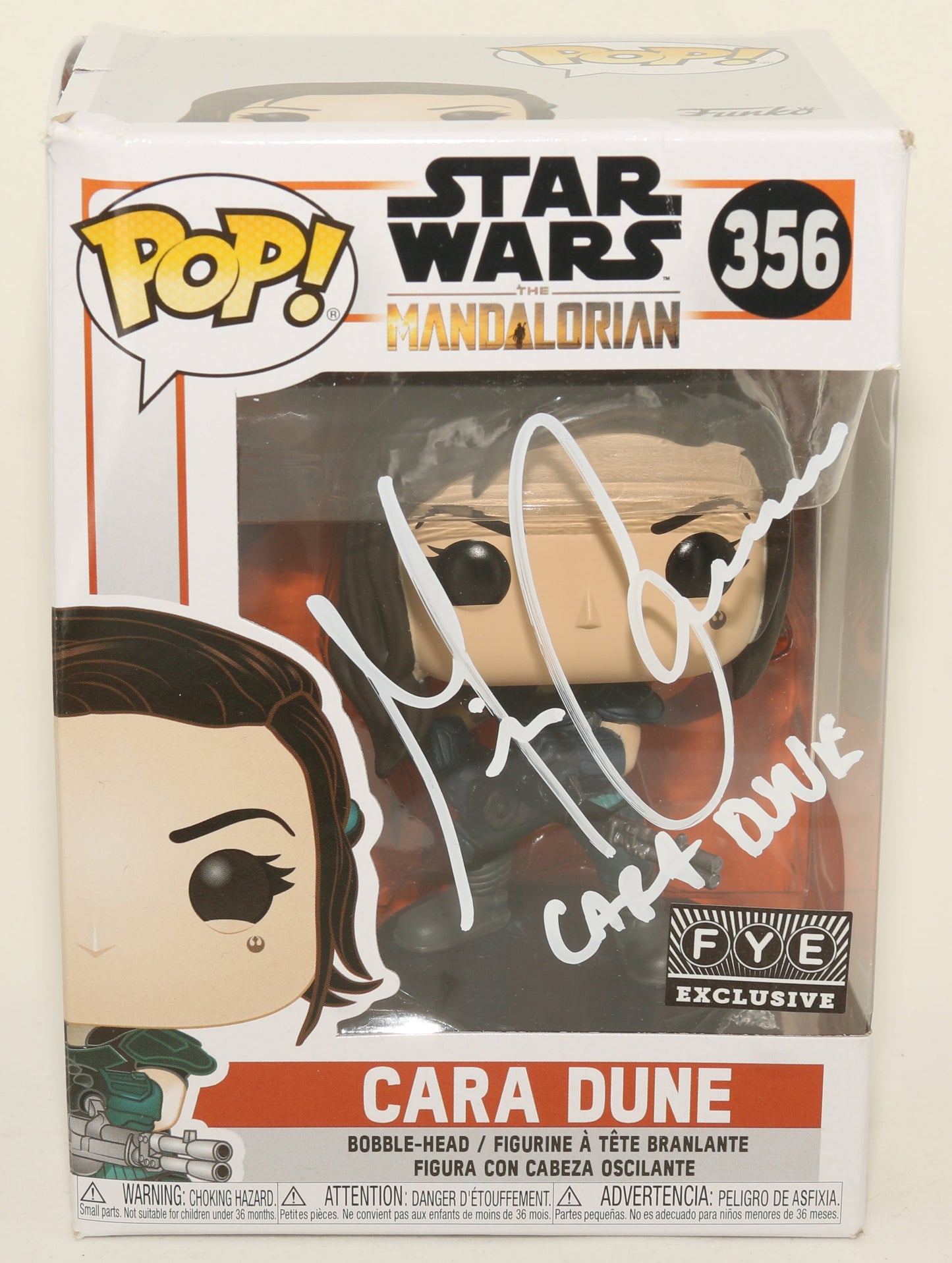 
                  
                    Gina Carano as Cara Dune in Star Wars: The Mandalorian (SWAU) Signed POP! Funko with Character Name
                  
                
