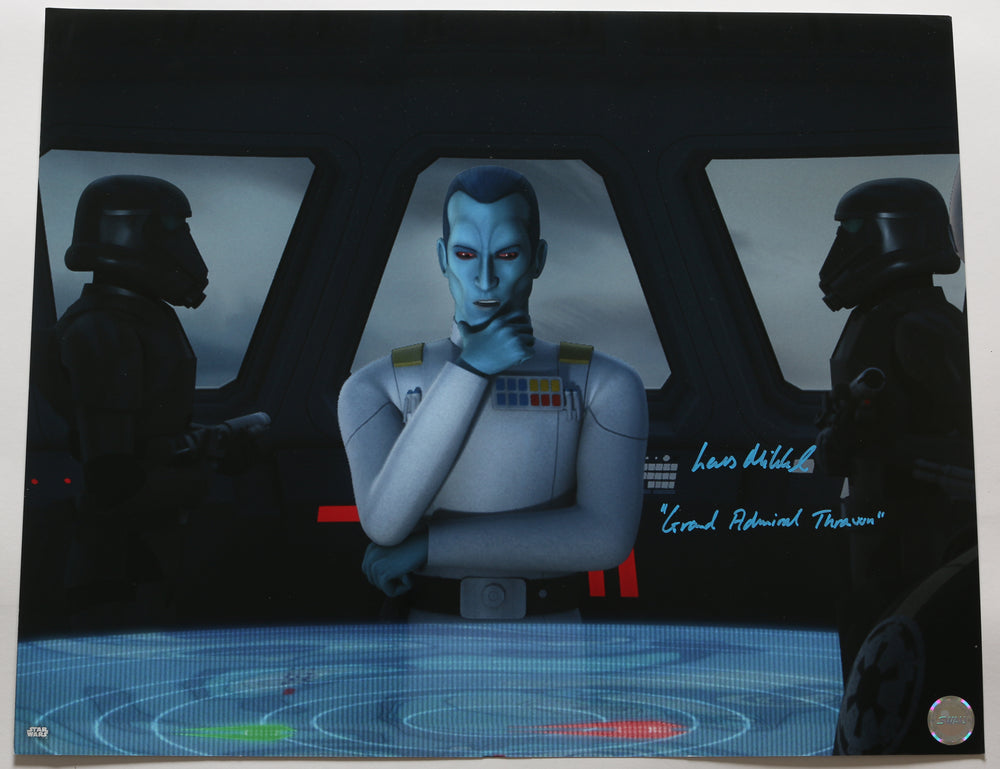 Lars Mikkelsen as Grand Admiral Thrawn from Star Wars: Rebels Signed 16x20 (SWAU) Photo with Character Name