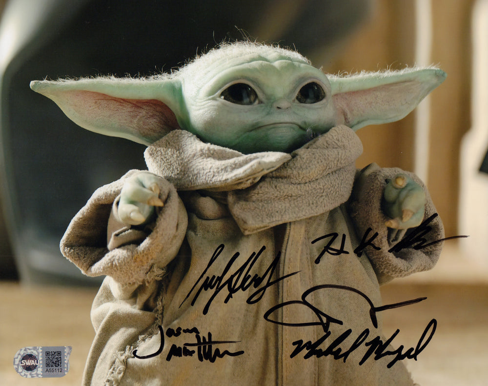 Star Wars: The Mandalorian (SWAU) Baby Yoda Grogu 8x10 Photo Signed by John Rosengrant, Trevor Hensley, Jason Matthews, Mike Manzel, & Hiroshi (Kan) Kieuchi