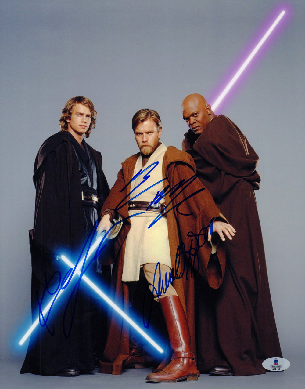 Hayden Christensen, Ewan McGregor, & Samuel L. Jackson from Star Wars Episode III: Revenge of the Sith Signed 11x14 Photo