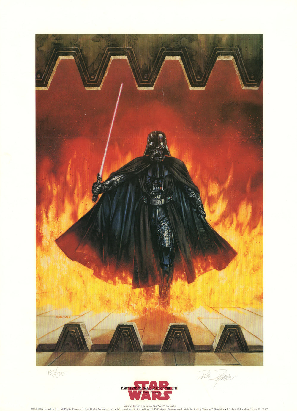 Star Wars Darth Vader: Dark Lord of the Sith 16x22 Print Signed by Dave Dorman