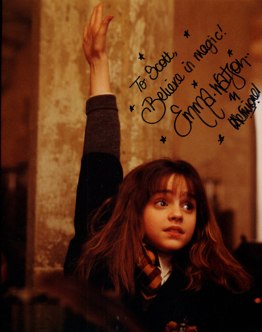 Emma Watson as Hermione Granger from Harry Potter and the Sorcerer's Stone Vintage Signed 8x10 Photo with Quote & Character Name