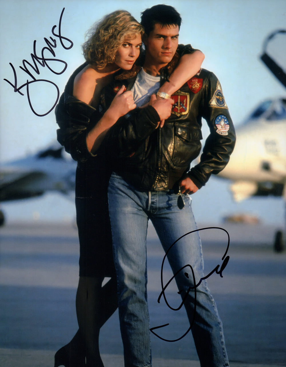 Tom Cruise as Maverick with Kelly McGillis in Top Gun Signed 11x14 Photo