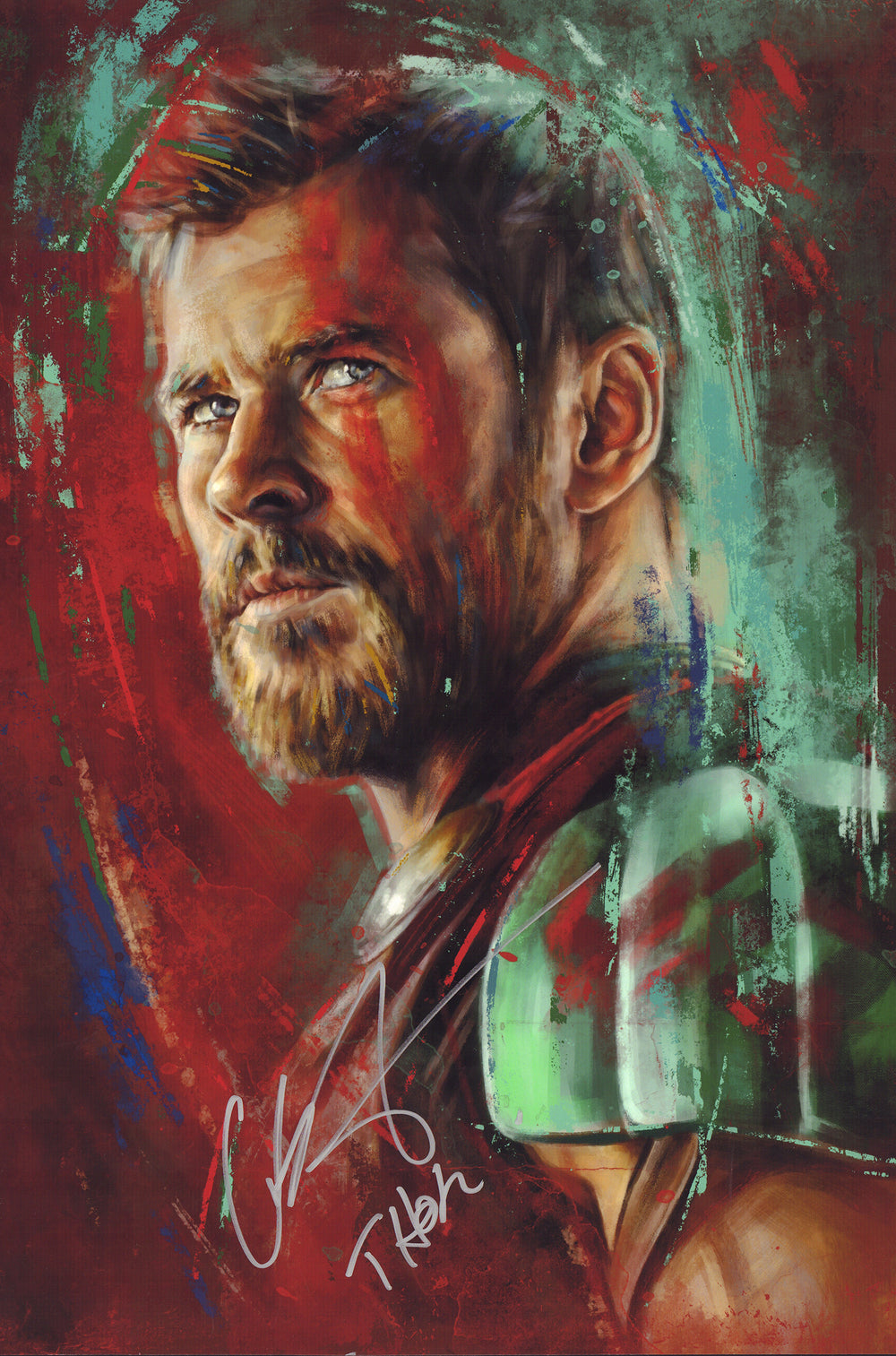 Chris Hemsworth as Thor in Thor: Ragnarok Signed 13x19 Robert Bruno Print Limited Edition of 30 with Character Name