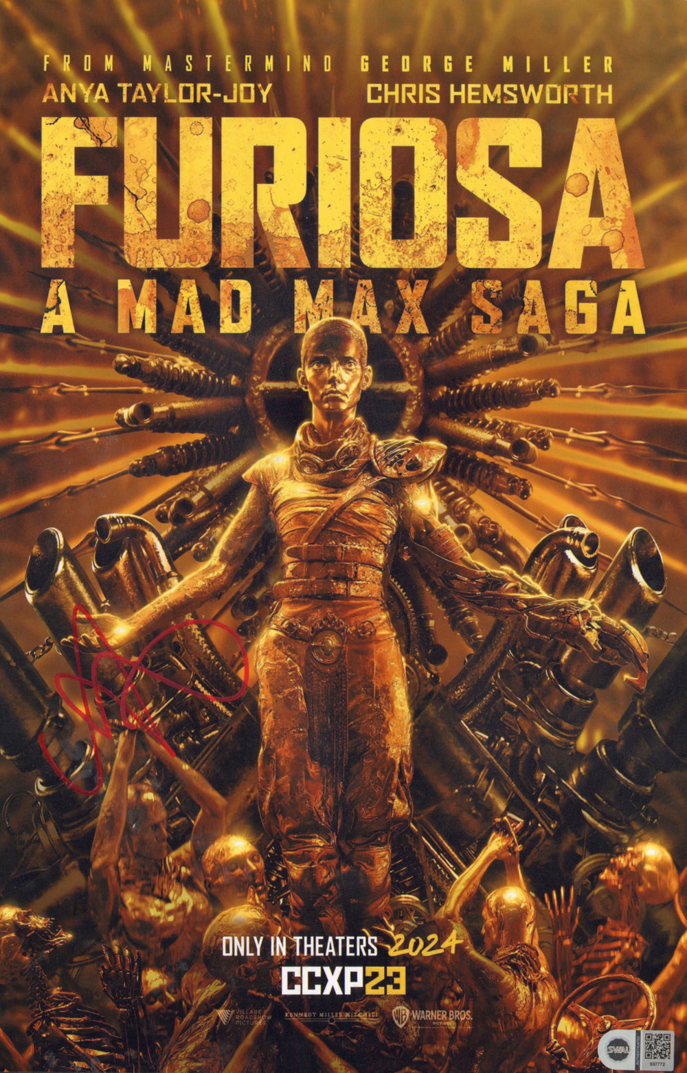 Anya Taylor-Joy as Imperator Furiosa in Furiosa: A Mad Max Saga (SWAU) Signed 11x17 Mini Poster