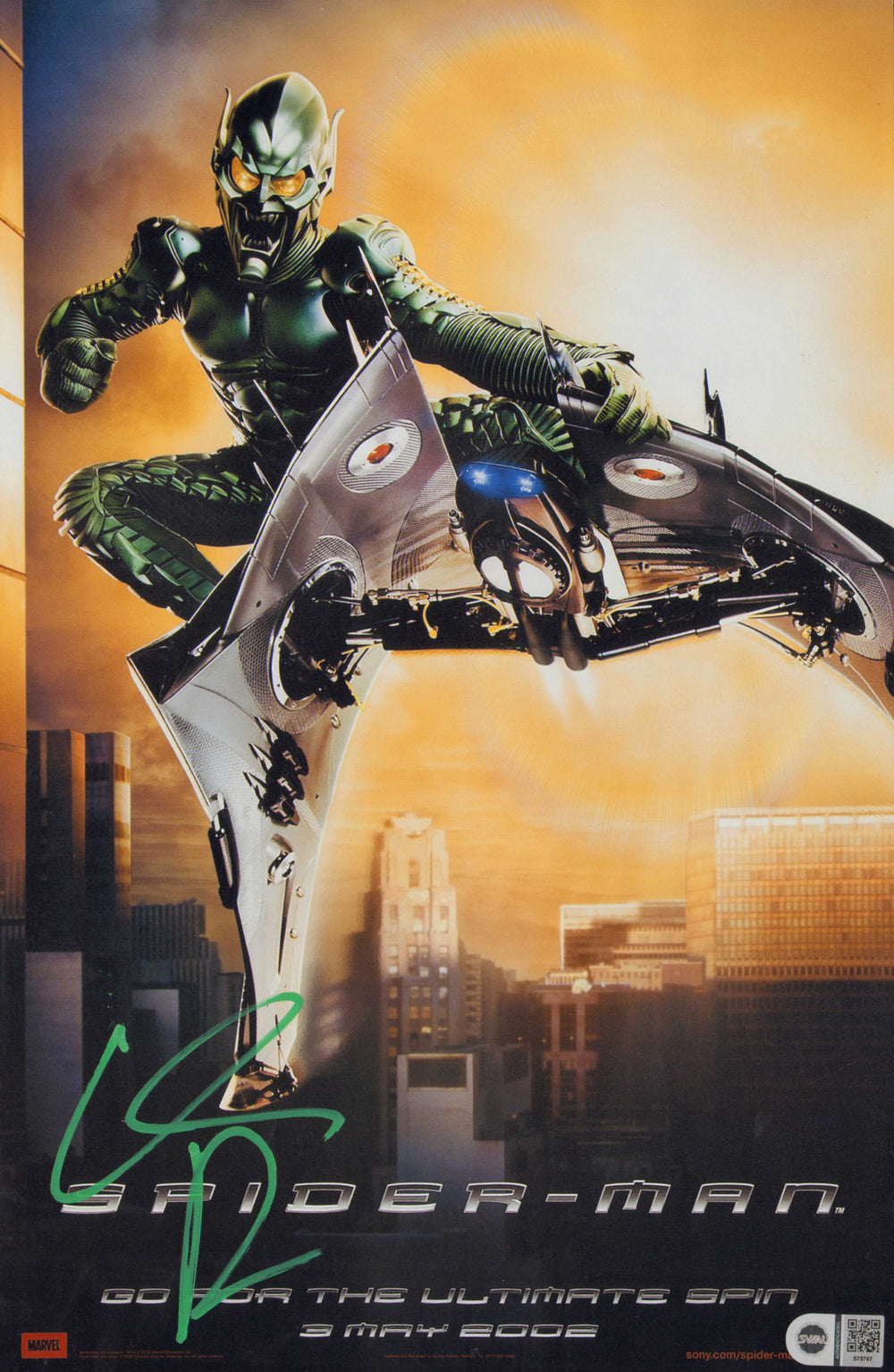 Willem Dafoe as The Green Goblin in Spider-Man (SWAU) Signed 11x17 Mini Poster