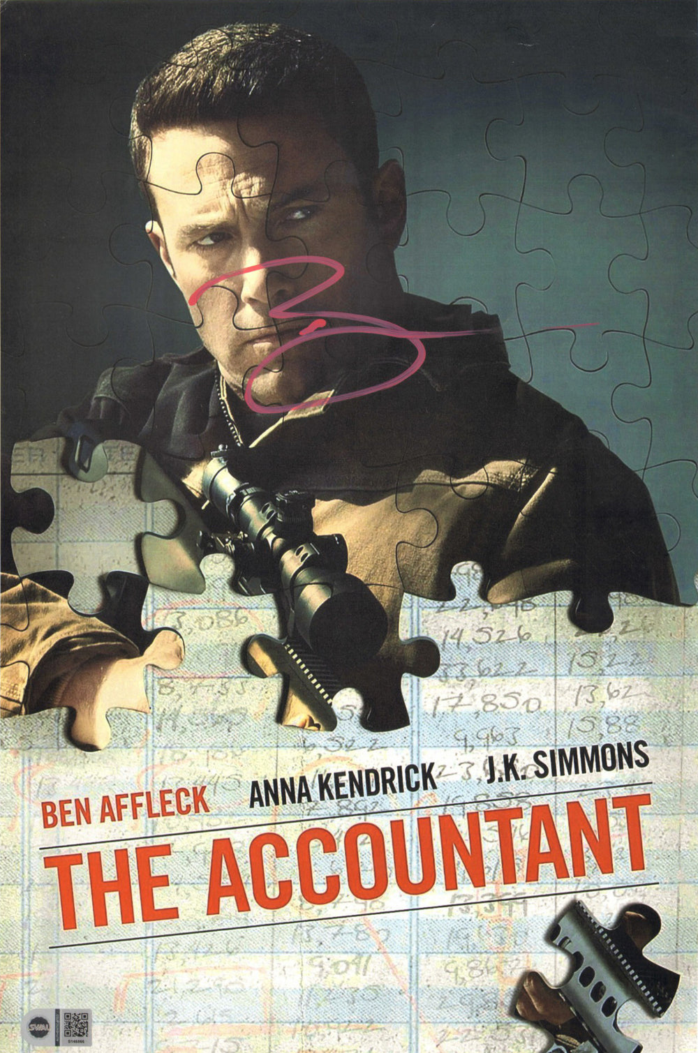 Ben Affleck as Christian Wolff / The Accountant in The Accountant (SWAU) Signed 12x18 Mini Poster