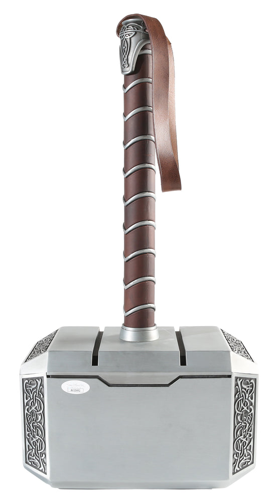 
                  
                    Thor Mjolnir Heavy Metal & Leather Prop Replica Hammer (JSA) Signed by Chris Evans with Character Name
                  
                